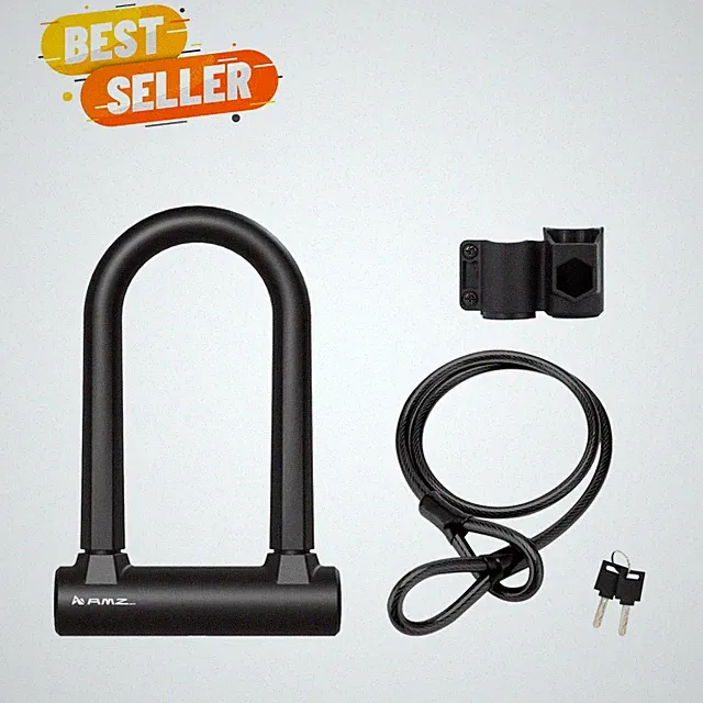Anti-Bolt Cutter U-Lock for E-Bikes - Includes Steel Cable for Extra Security