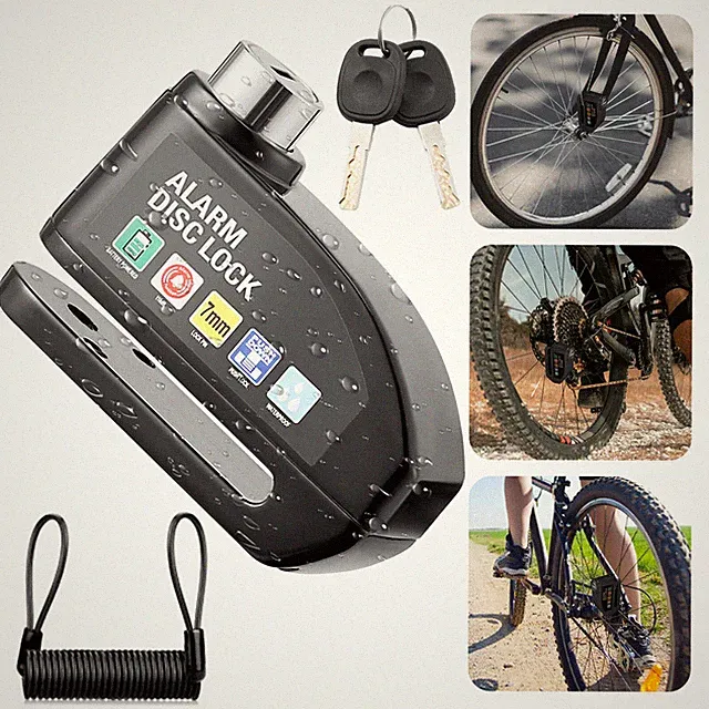 Anti-theft Brake Disc Lock Wheel Alarm Security Lock for Motorcycle Bike Scooter