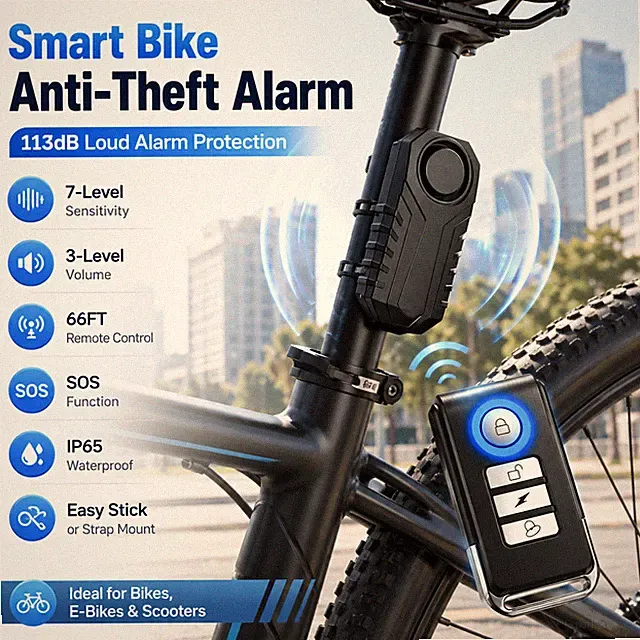 Bicycle Alarm Anti Theft Wireless Vibration Motion Sensor Waterproof with Remote