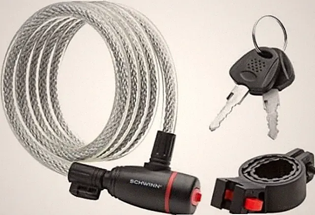 Bike Cable Lock with Keys, 6 Ft X 12 Mm, Black & Silver, Durable Steel, Protecti
