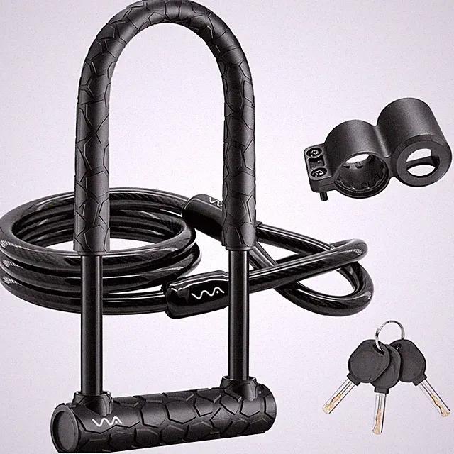 Bike Lock Heavy Duty U 4FT Cable Anti Theft Long Shackle ULOCK Keys Security