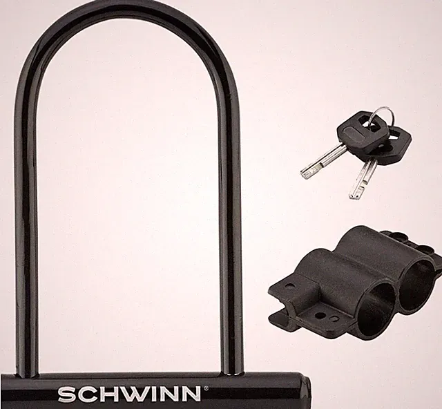 Bike U-Lock with Keys, 12 Mm X 7.5 Inches, Black, Vinyl Coated Steel Shackle, Mo
