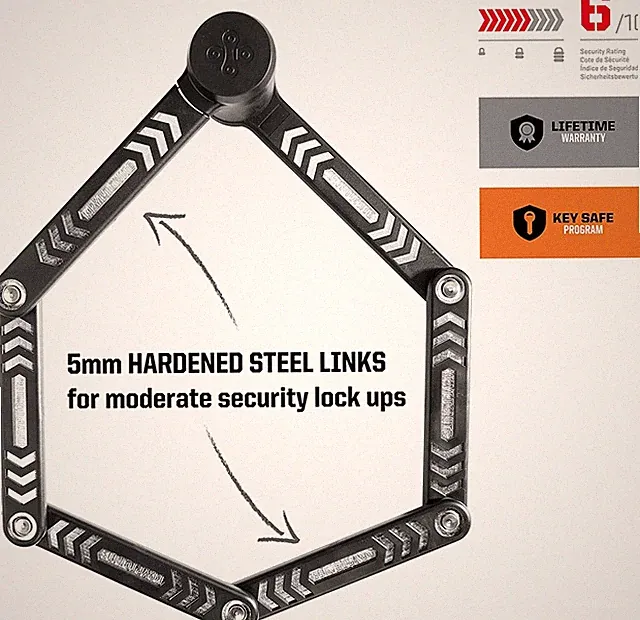 Kryptonite Keeper 585 Folding Lock: 85cm 3mm Black 2 Keys Included