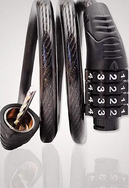 Long Coiled Security Resettable Combination Bike Cable 4 Digit Lock, Anti-Theft