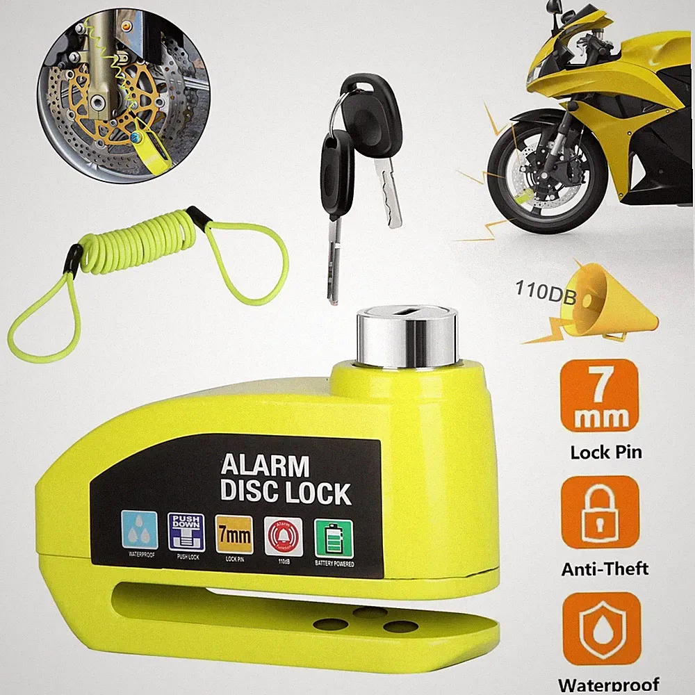 Motorcycle Bicycle Anti-theft Wheel Disc Brake Lock Security Alarm Waterproof US