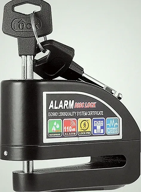 Motorcycle Disc Lock + Alarm Anti Theft Security Brake Padlock Alarm Disc Lock