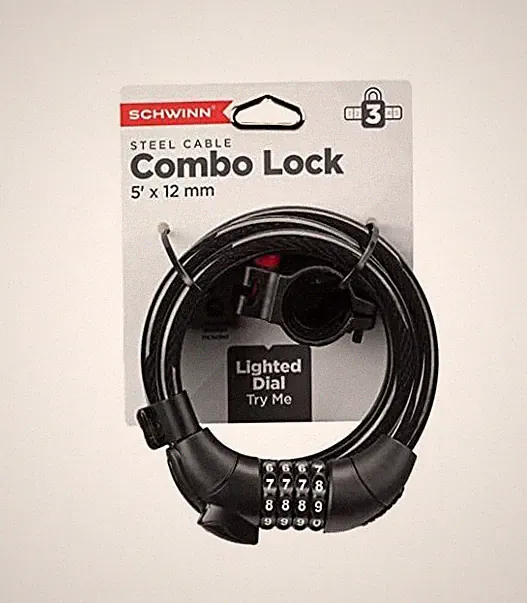 Schwinn SW78502A Combo Lock with Lighted Dial 5' x 12mm Black